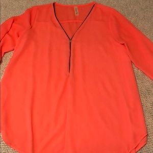 Salmon Long Sheer Blouse